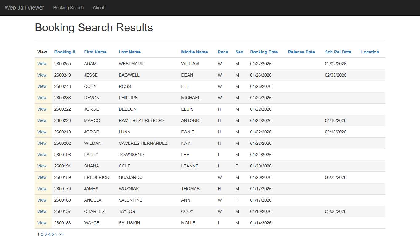 BookingSearchDetail - Web Jail Viewer