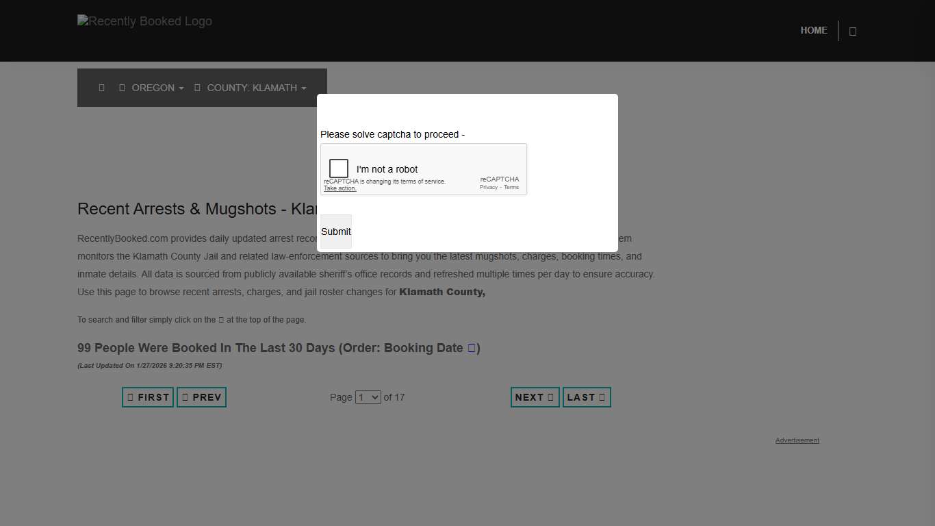 Klamath County, Oregon Mugshots RecentlyBooked.com